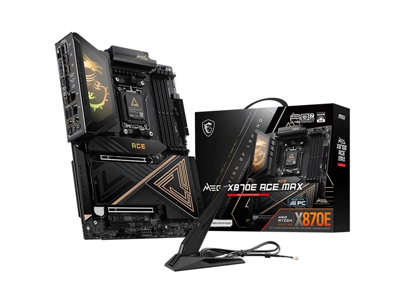Материнская плата MSI MEG X870E ACE MAX X870E, AM5, 4*DDR5, 2*PCIEx16, 1*PCIEx4, 5*M.2, 3*TypeC, 9*USB3.2Gen2, 4*USB3.2Gen1, 4*USB2.0, 4*SATA3.0, 10G, 5G, 2*Type-C(DP), HDMI, ATX, RTL