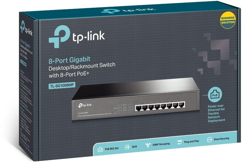 Коммутатор TP-Link TL-SG1008MP (L2) 8x1Гбит/с 8PoE+ 126W неуправляемый