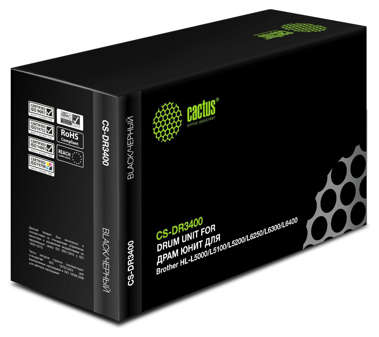 Блок фотобарабана Cactus CS-DR3400 DR-3400 черный ч/б:30000стр. для HL-L5000/L5100/L5200/L6250/L6300/L6400/DCP-L5500 Brother