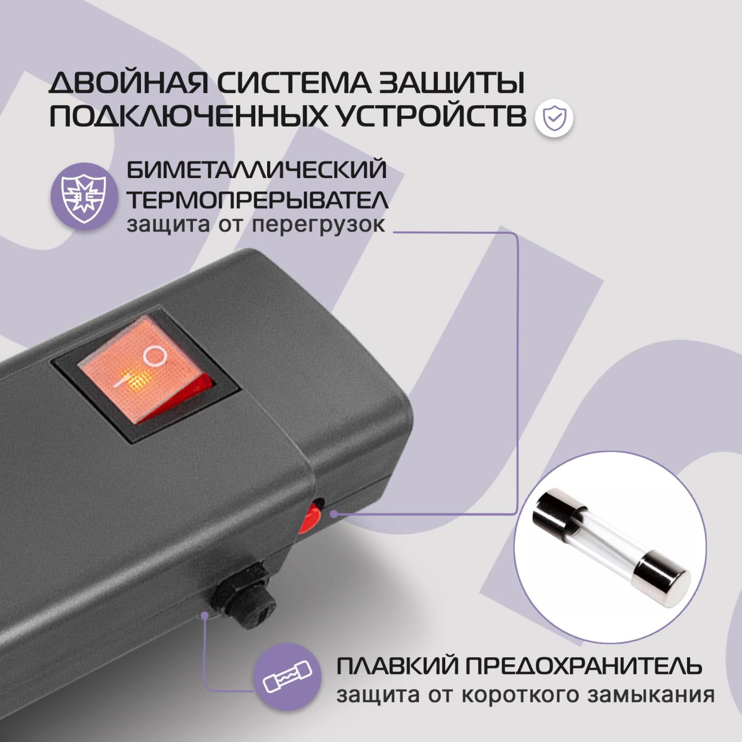 Сетевой фильтр Buro 600SPro-16-1.8-USB-G 1.8м (6 розеток) графитовый (коробка)