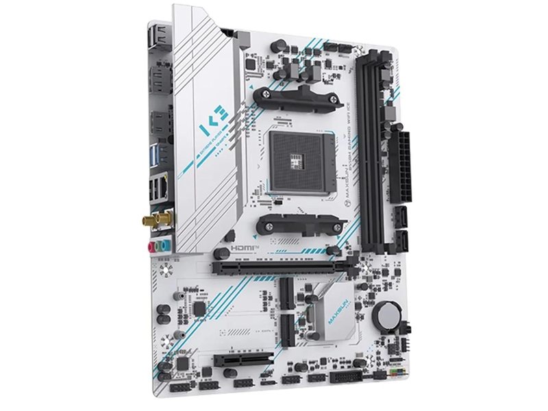 MAXSUN MS-B550M GAMING WIFI ICE (Socket AM4, mATX, 2*DDR4(64Gb), DP/HDMI, 3*SATA3, 2*M.2, 1*PCIEx16/1*PCIEx4, 4*USB2.0, 2*USB 3.0, LAN 1*1G, Bluetooth, Wi-Fi 802.11ac, RTL)