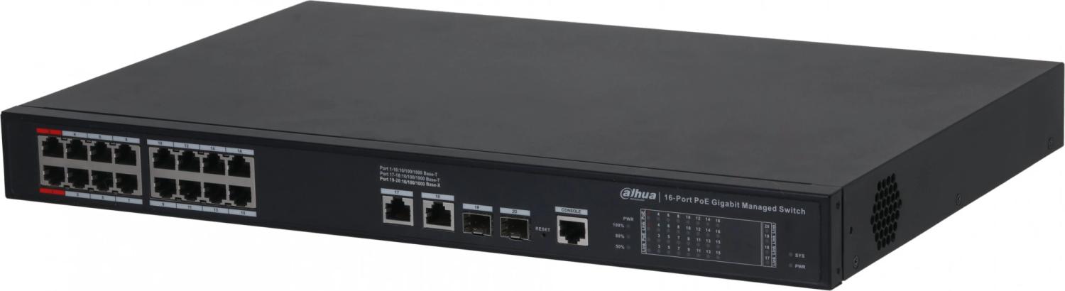 Коммутатор Dahua DH-S4220-16GT-190 16x100Мбит/с 2x1Гбит/с 2SFP 16PoE 190W управляемый