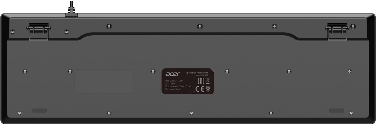 Клавиатура Acer OKW503 черный USB Multimedia (ZL.KBD11.00P) кабель 1.8м