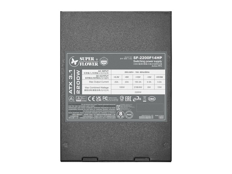 блок питания 2200 Ватт/ Power Supply Super Flower Leadex VII, 2200W, ATX, 140mm, 2x12V-2x6, 16xSATA, 2xCPU 8(4+4), 6xPCI-E(6+2), APFC, 80+ Titanium, Full Modular