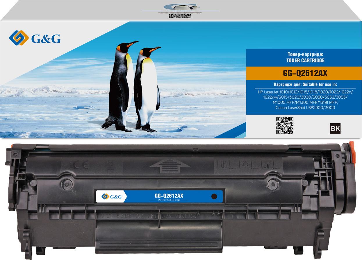 Картридж лазерный G&G GG-Q2612AX черный (3000стр.) для HP LJ 1010/1012/1015/1018/1020/1022/1022n/1022nw/3015/3020 с чипом