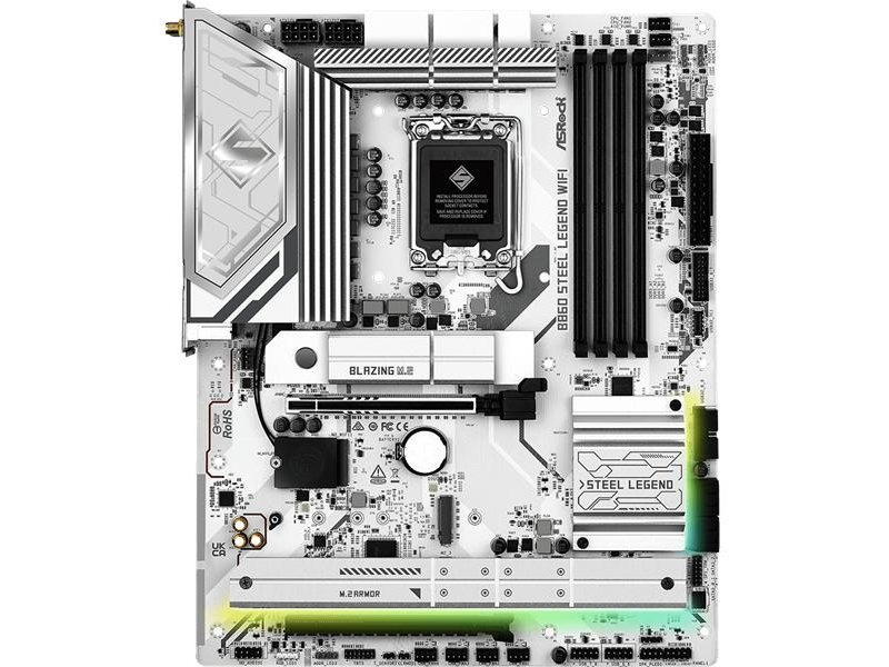 Материнская плата ASROCK B860 STEEL LEGEND WIFI, LGA1851, B860, 4*DDR5, 4*SATA, 4*M.2, 4*USB 3.2, 3*USB 2.0, Type-C, 2*PCIx16, 1*M.2 (Key E), HDMI+DP, ATX
