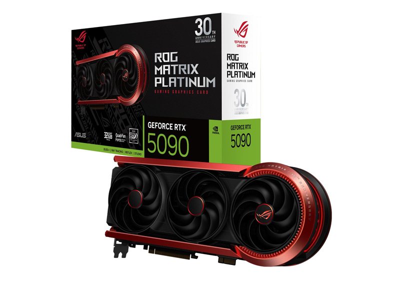 Видеокарта ASUS RTX5090 ROG MATRIX 30TH 32GB GDDR7 512bit 3xDP 2xHDMI 4FAN RTL (ROG-MATRIX-RTX5090-P32G-30TH)