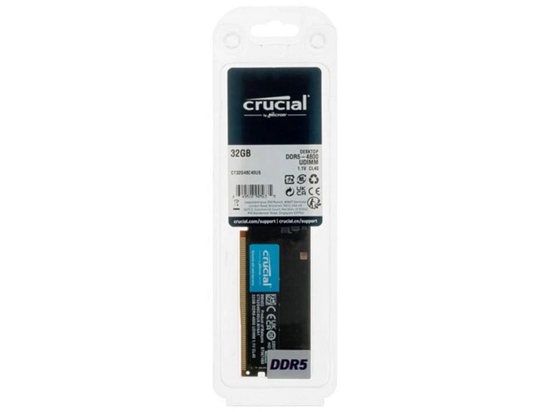 Crucial DDR5 DIMM 32GB 4800 MT/s CL40 16Gbit CT32G48C40U5