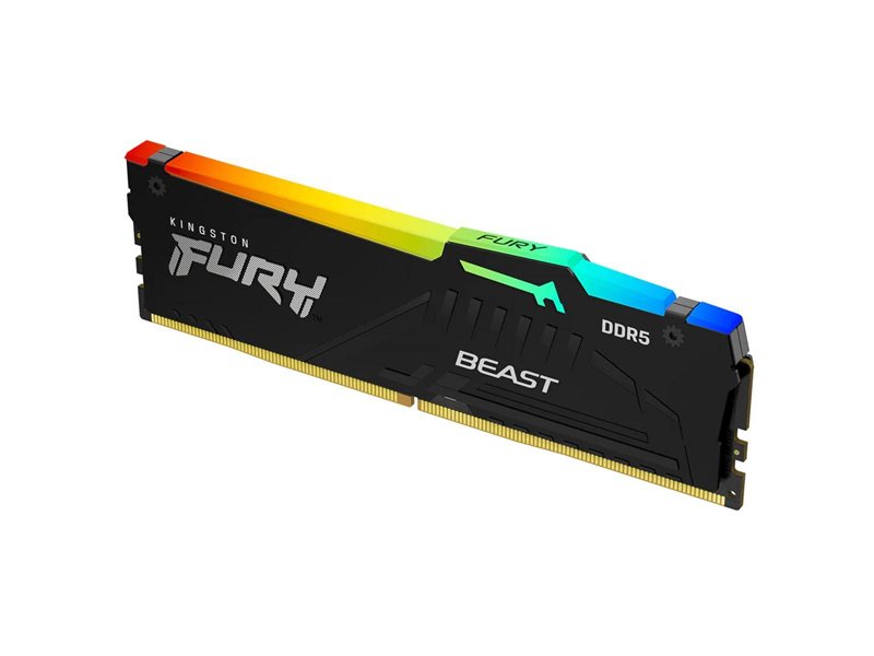 Модуль памяти Kingston 32GB DDR5 5600 FURY Beast Black RGB EXPO Non-ECC Unbuffered DIMM (Single Module) 2RX8 36-38-38 1.25V 288-pin 16Gbit