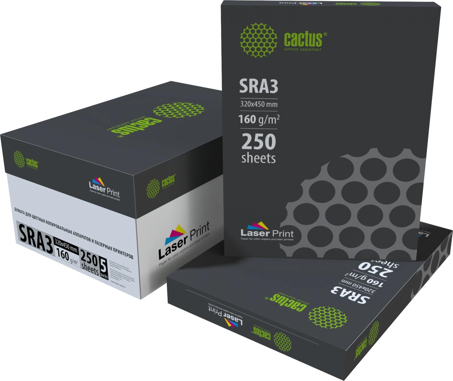 Бумага Cactus CS-LPSRA3160250 SRA3 марка A/160г/м2/250л./белый CIE170% для лазерной печати