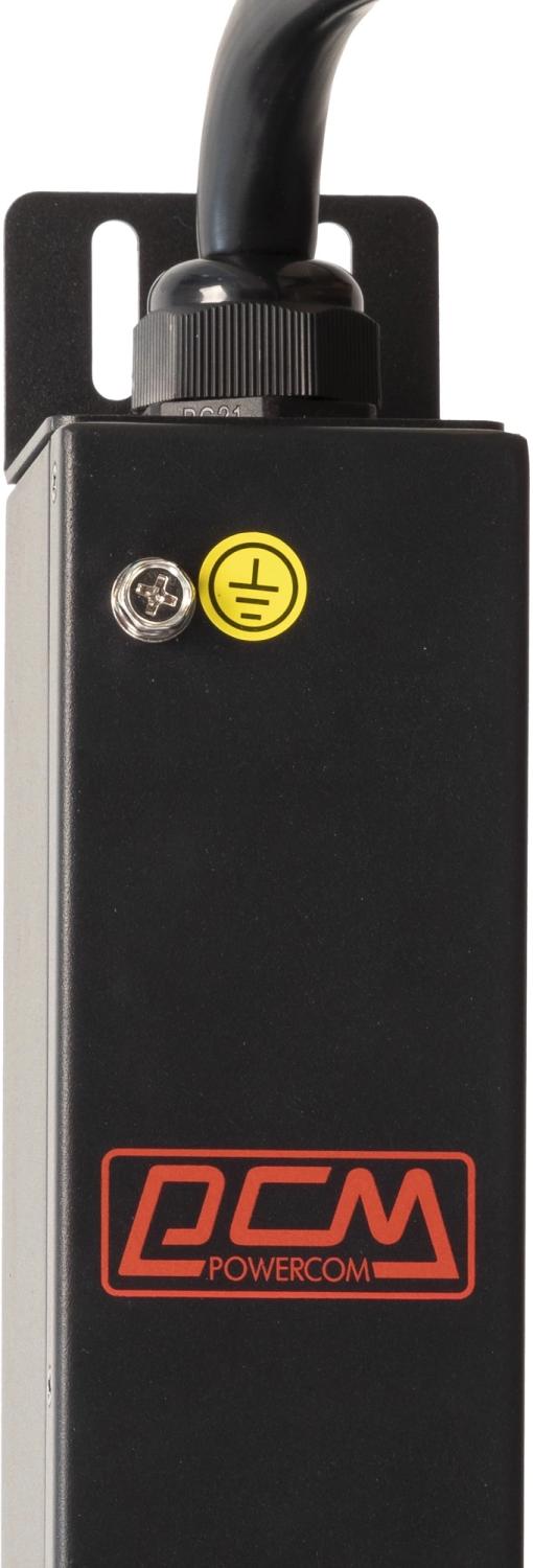 Блок распределения питания Powercom PDU-32AVMS24-18C3-6C9-3P верт.размещ. 18xC13 6xC19 с сетевым мониторингом 3x32A EN 60309 2м