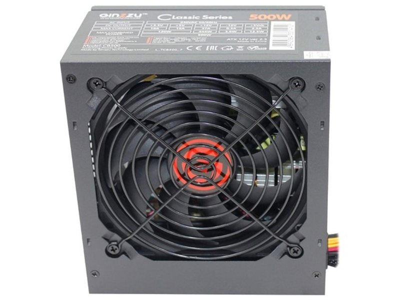 Ginzzu CB500 12CM black,24+4p,PCI-E, 4*SATA, 3*IDE,оплетка MB, кабель питания