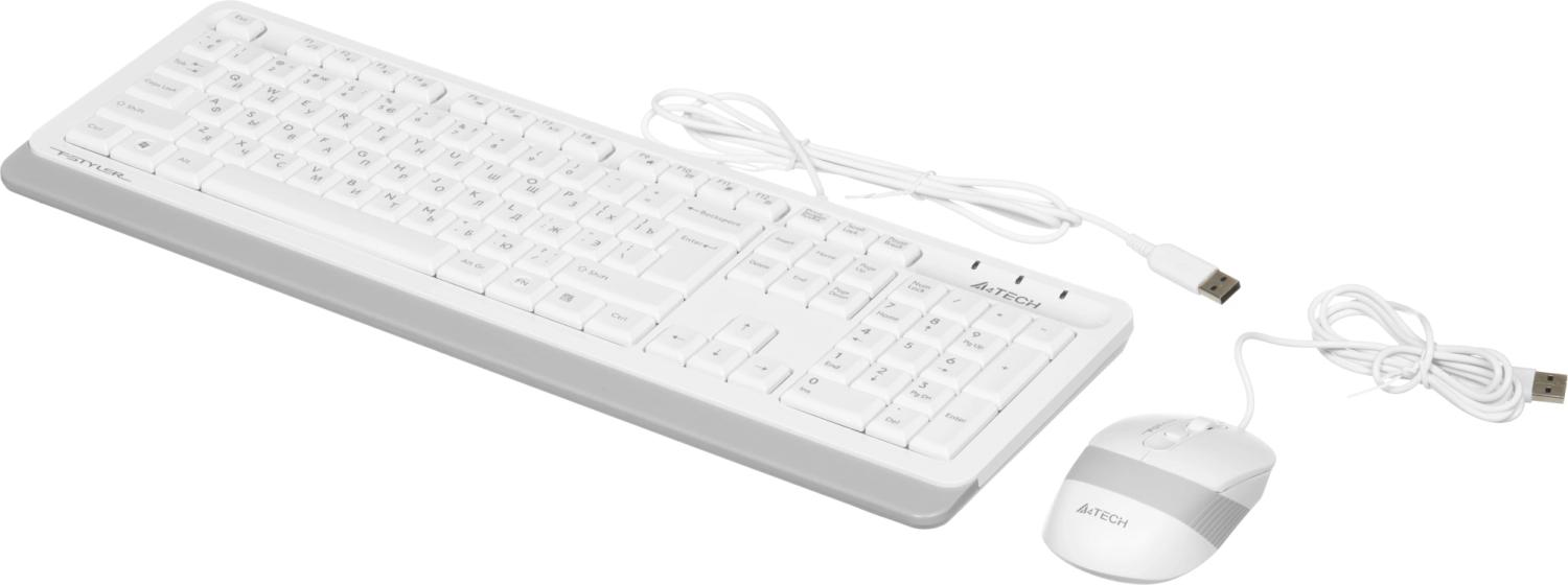 Клавиатура + мышь A4Tech Fstyler F1010 клав:белый/серый мышь:белый/серый USB Multimedia (F1010 WHITE)