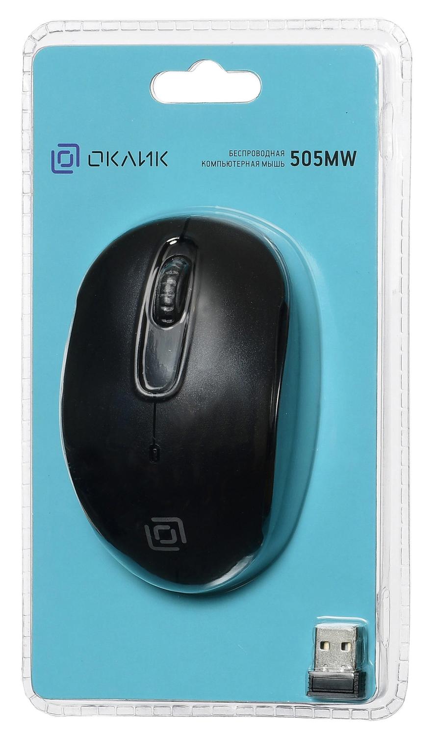 Мышь Оклик 505MW черный оптическая 1000dpi беспров. USB для ноутбука 3but (1018256)