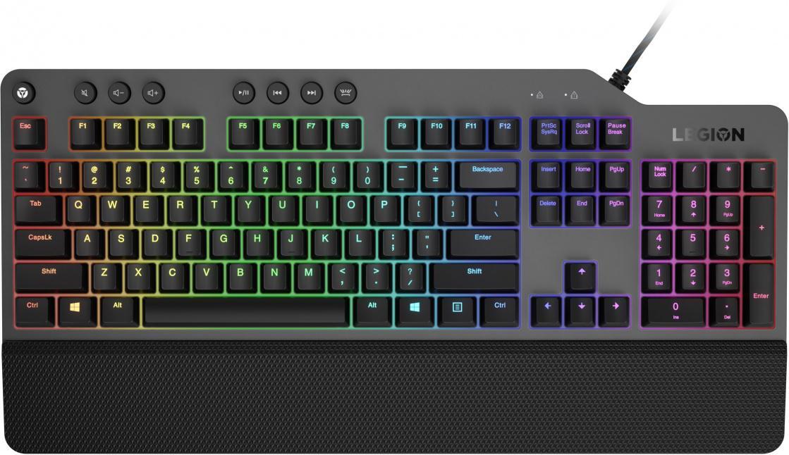 Клавиатура Lenovo K500 RGB механическая черный USB Multimedia for gamer LED (подставка для запястий) (GY40T26479) кабель 1.8м