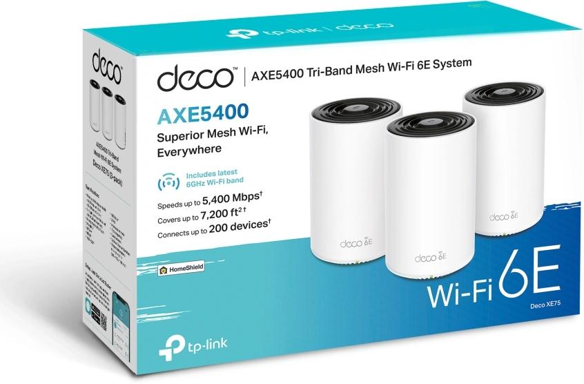Бесшовный Mesh роутер TP-Link Deco XE75 (DECO XE75(3-PACK)) AXE5400 10/100/1000BASE-TX белый (упак.:3шт)