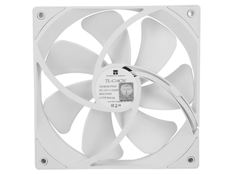 Кулер для корпуса/ Case Cooler Thermalright TL-C14CW (140x140x25mm, 4-pin PWM, 75.8CFM, 26.4dBA, 1500RPM, White)