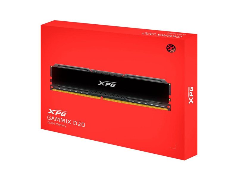 Модуль памяти ADATA GAMMIX D20 Black Gaming Memory AX4U32008G16A-DCBK20 16GB DDR4 3200 DIMM Non-ECC, CL16, 1.35V, Kit (2x8GB), RTL (930842)