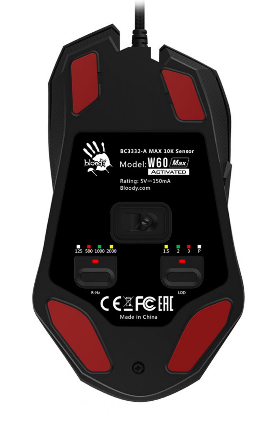 Мышь A4Tech Bloody W60 Max черный оптическая 10000dpi USB 7but (W60 MAX STONE BLACK)