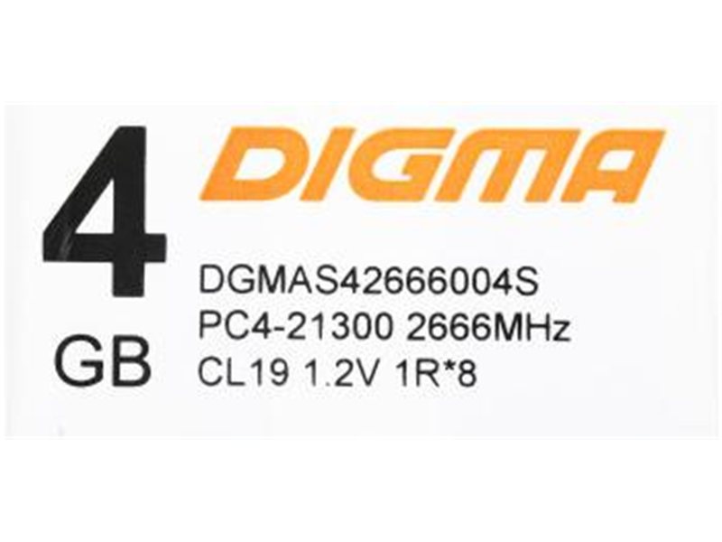 Память DDR4 4Gb 2666MHz Digma DGMAS42666004S RTL PC4-21300 CL19 SO-DIMM 260-pin 1.2В single rank Ret