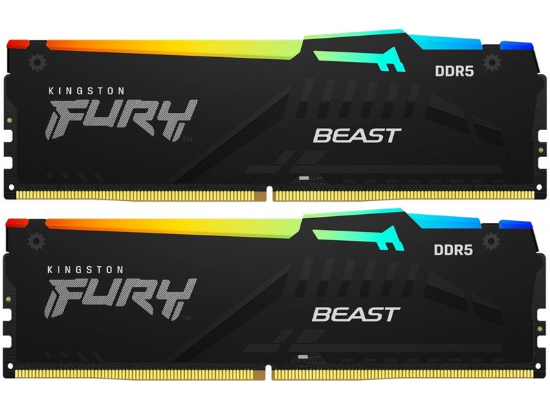 Память DDR5 2x32GB 5600MHz Kingston KF556C40BBAK2-64 Fury Beast Black RGB RTL Gaming PC5-44800 CL40 DIMM UDIMM 288-pin 1.25В dual rank с радиатором Ret