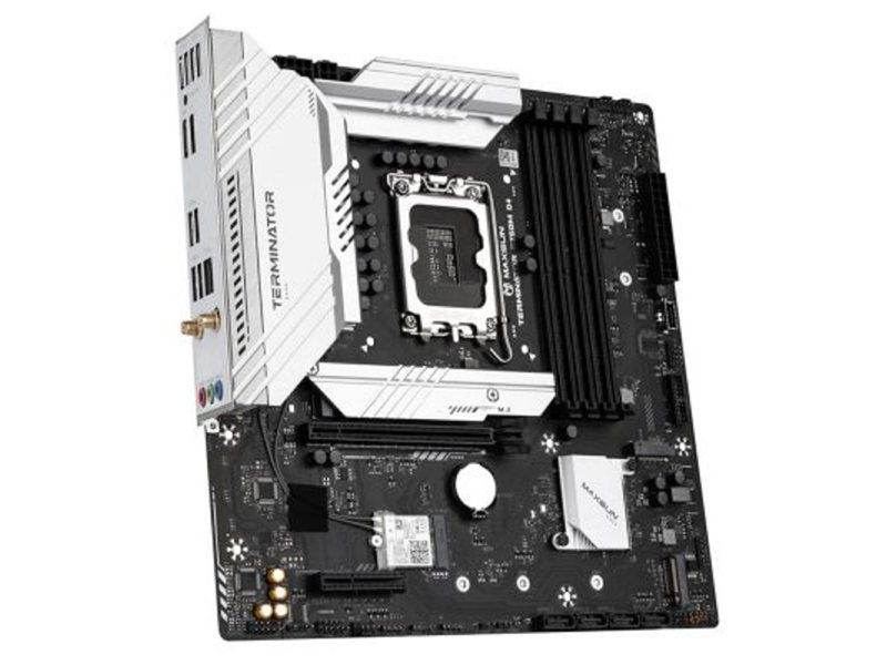MAXSUN MS-Terminator B760M D4 WIFI6E V2 (Socket 1700, mATX, 4*DDR4(128b), DP/HDMI, 4*SATA3, 3*M.2, 1xPCI-E x16 /1xPCI-E x4, 6*USB 2.0, 2*USB 3.2 GEN2, LAN 1*2.5G, Bluetooth, Wi-Fi 802.11ax, RTL)