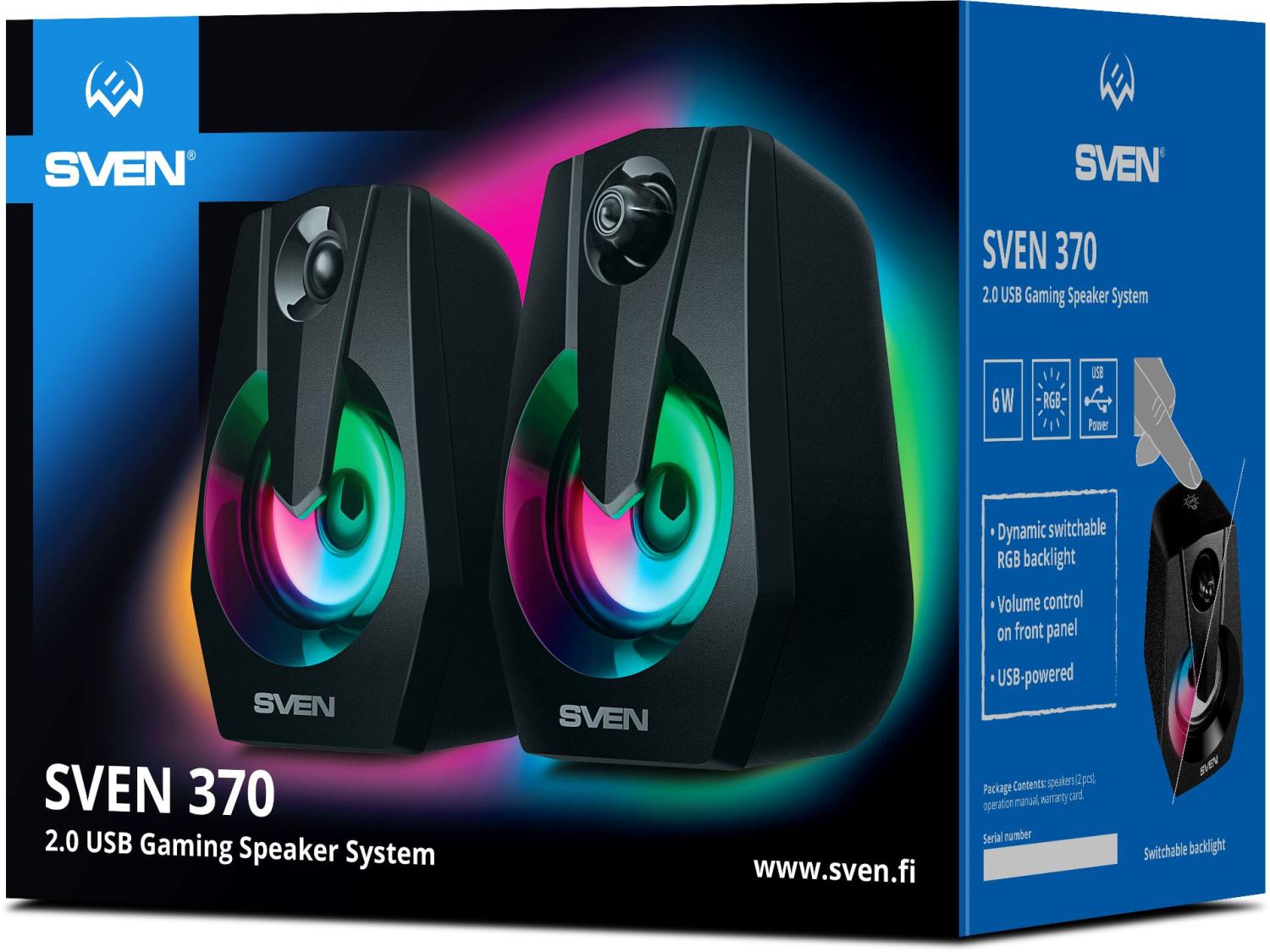 Колонки Sven 370 2.0 черный 6Вт