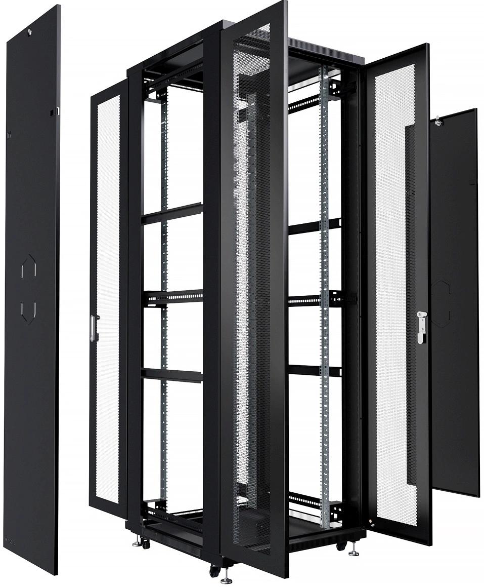 Шкаф серверный Cabeus (ND-05C-42U80/120-BK) напольный 42U 800x1200мм пер.дв.перфор.2ств. задн.дв.перфор.2-хст. 800кг черный 1102мм 131кг 220град. 2055мм IP20 сталь