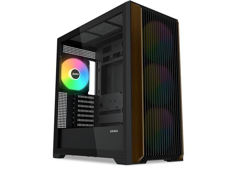 Корпус ПК без блока питания/ Case SAMA Z60 Black, Midi-Tower, TG, 4x140mm ARGB, 2xUSB 3.0 + 1xUSB 3.1 Type-C, E-ATX, ATX, mATX, mITX Black