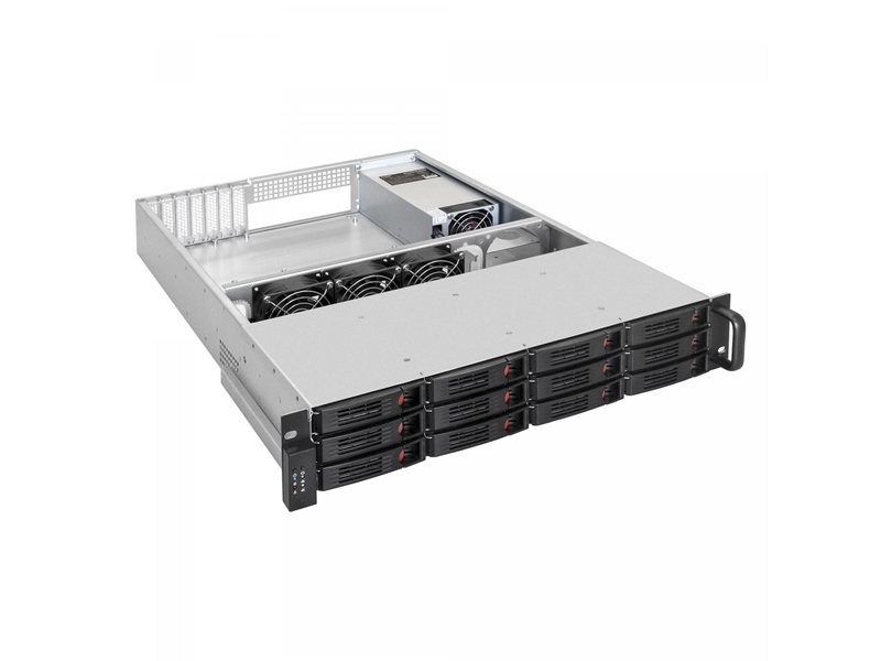 Exegate EX293404RUS Серверный корпус ExeGate Pro 2U660-HS12 <RM 19", высота 2U, глубина 660, БП 2U-600ADS, 12xHotSwap>
