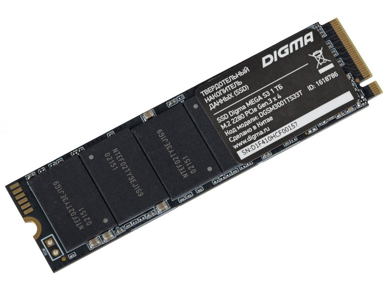 Накопитель SSD Digma PCIe 3.0 x4 1TB DGSM3001TS33T Mega S3 M.2 2280
