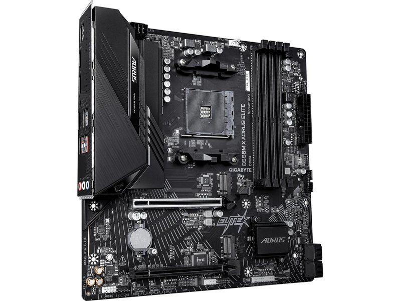 Материнская плата Gigabyte B550M X A ELITE Soc-AM4 AMD B550 4xDDR4 mATX AC`97 8ch(7.1) 2.5Gg RAID+HDMI+DP