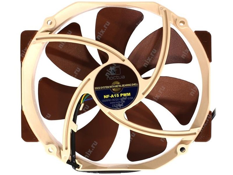 Кулер для корпуса/ Case Cooler Noctua NF-A15 PWM (140x150x25mm, 4-pin PWM, 67.98CFM, 19.2dBA, 1200RPM, Beige/Brown)