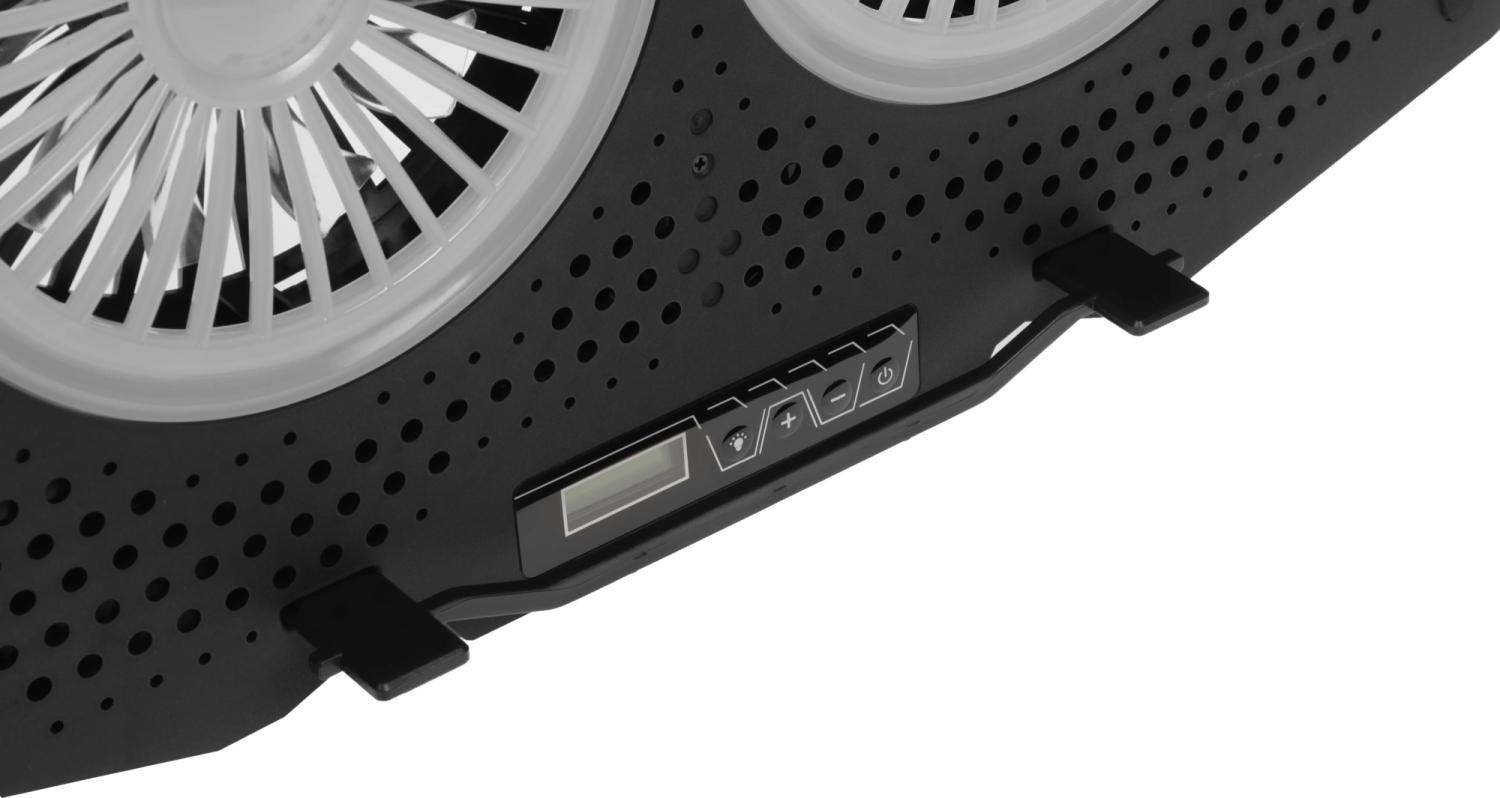 Подставка для ноутбука Digma D-NCP180-2x110RGB 18" 410x280x34мм 20дБ 2xUSB 2x 110ммFAN 700г Fan-control пластик ABS черный