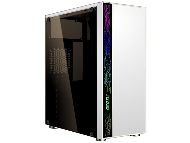 Ginzzu A390  White Window RGB подсветка 1*USB 3.0, 2*USB 2.0, AU