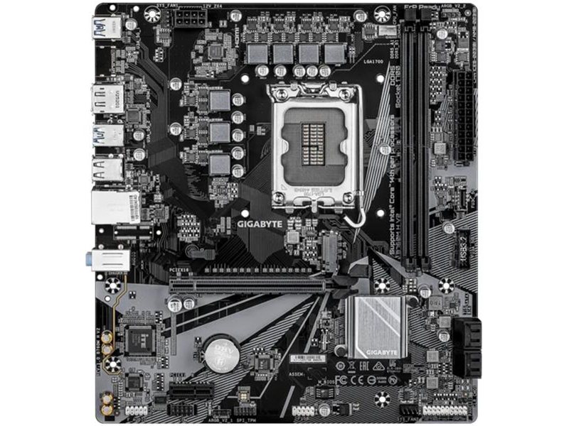 Материнская плата GIGABYTE B760M H V2, LGA1700, B760, 2*DDR5, 4*SATA, 2*M.2, 4*USB 3.2, 2*USB 2.0, 1*PCIx16, 2*PCIx1, D-Sub+HDMI, mATX