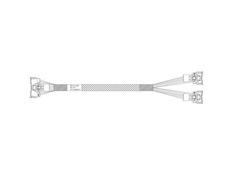 Кабель Amphenol RMC74-6891 Cable MCIO x8 74P (прямой)  -TO-  2*MCIO x4 38P (прямой) , 85 Ohm, PCIe 5.0, L:70cm