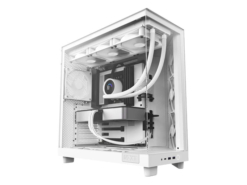Корпус без блока питания/ Case NZXT H6 Flow, Midi-Tower, TG, 3x120mm, 2xUSB-A 3.2 + 1xUSB-C 3.2, ATX, mATX, mITX White