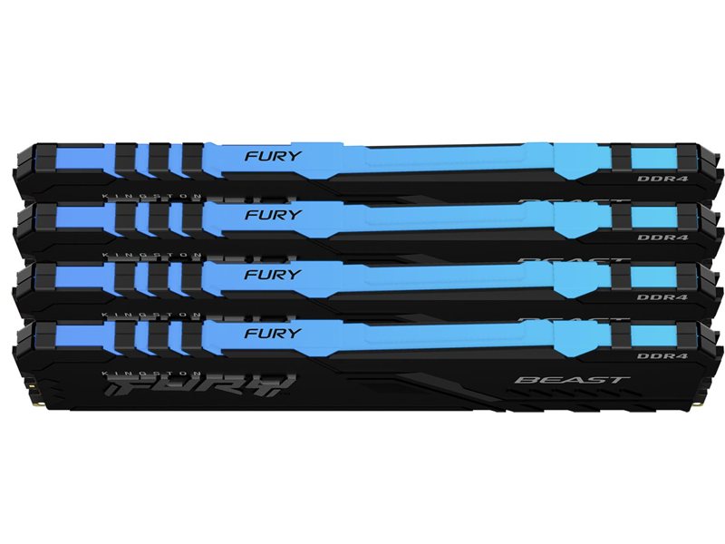 Память оперативная/ Kingston 128GB 3200MT/s DDR4 CL16 DIMM (Kit of 4) FURY Beast RGB