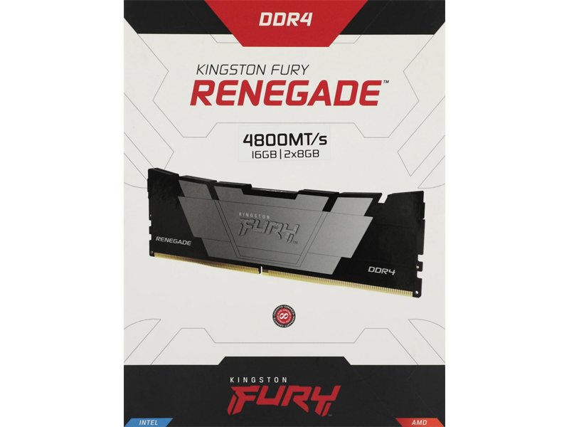 Память DDR4 2x8GB 4800MHz Kingston KF448C19RB2K2/16 Fury Renegade Black RTL Gaming PC4-38400 CL19 DIMM UDIMM 288-pin 1.5В kit single rank с радиатором Ret
