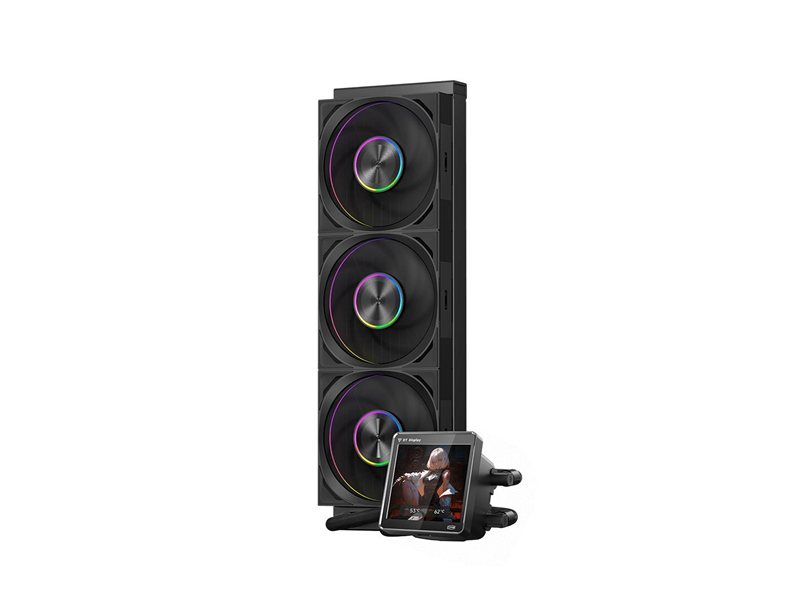 Система охлаждения/ Water Cooling System PCCooler DT360 ARGB Display BK  (300W, 360mm, LED temp., Black, ARGB/ Fans: 3x120mm, 83.83CFM, 3000RPM/ Pump height 62mm, 15dBA, 2600RPM, Rad thickness 27mm/ S: 1851, 1700, 1200, 115X, AM5, AM4)
