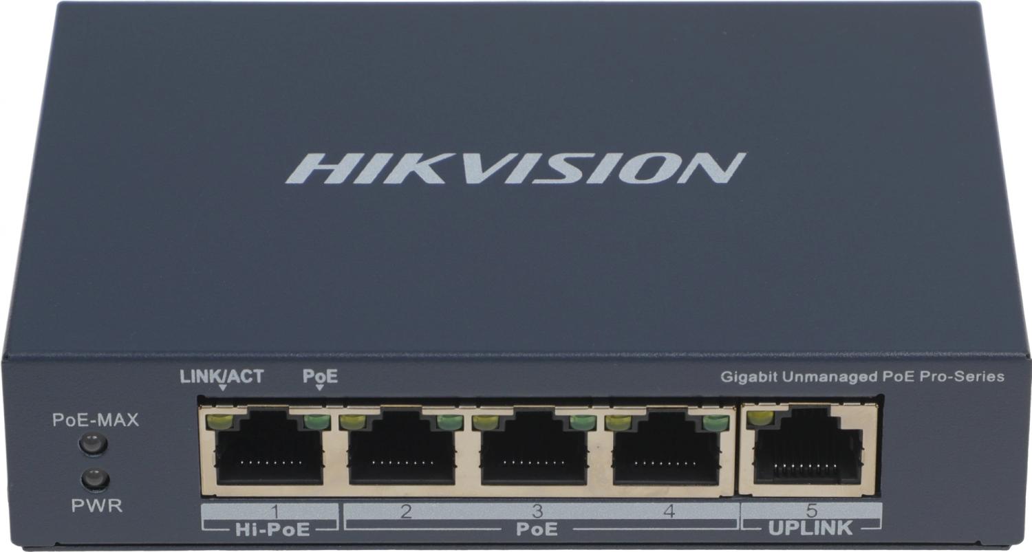 Коммутатор Hikvision DS-3E0505HP-E 5x1Гбит/с 3PoE+ 1PoE++ 60W неуправляемый