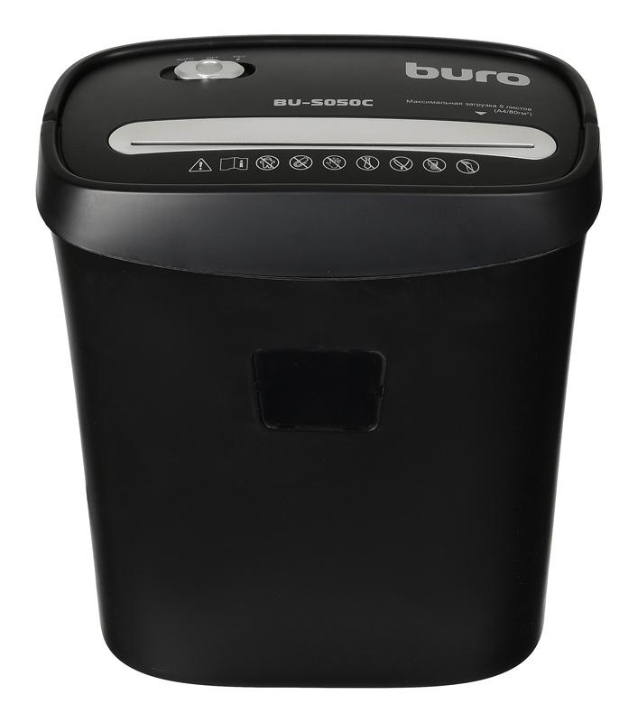Шредер Buro Home BU-S050C черный (секр.P-3) фрагменты 5лист. 13лтр. скрепки скобы пл.карты