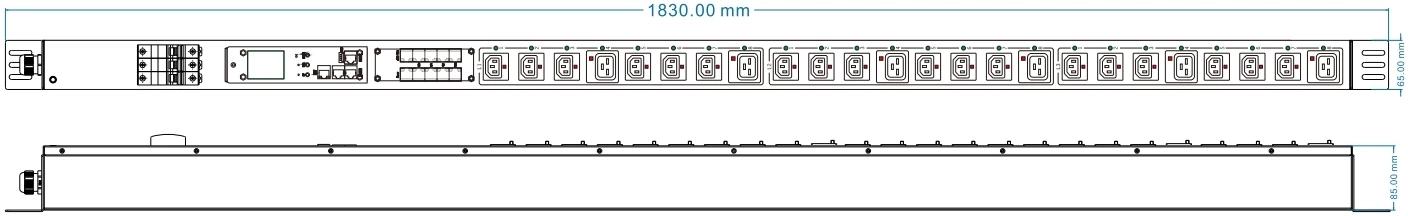 Блок распределения питания Powercom PDU-32AVMS24-18C3-6C9-3P верт.размещ. 18xC13 6xC19 с сетевым мониторингом 3x32A EN 60309 2м