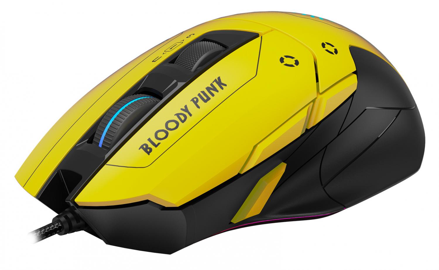 Мышь A4Tech Bloody W70 Max Punk желтый/черный оптическая 10000dpi USB 11but