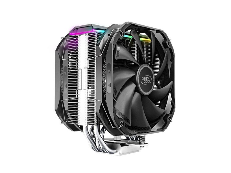 Вентилятор Deepcool AS500 PLUS RTL {6} (727071) (Height 164mm, 6mm x 5pcs, Fan 140mm*2, 500;1200RPM ±10%, < 29.2 dB(A), 4-pin PWM, TDP 220W, Screw, Socket AMD AM4, Intel LGA 2066/2011-v3/2011/1700/1200/115x) {8}