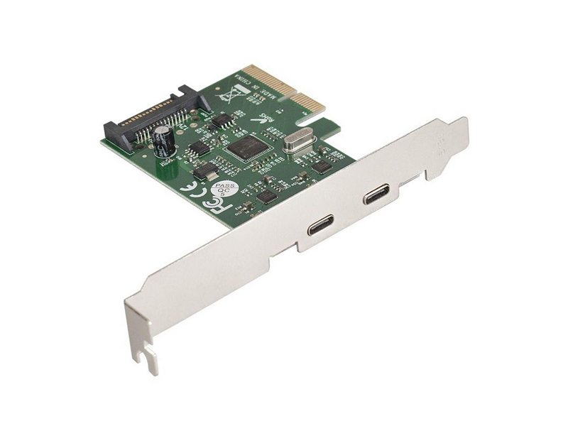 Контроллер ExeGate EXE-313 PCI-Ex4, 2*USB3.1 Type-C ext, разъем доп.питания {100} (117341)