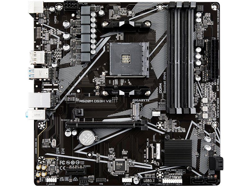 Материнская плата MB GIGABYTE AMD A520 sAM4, 4xDDR4(128GB), HDMI 2.1/DP, 1xPCIe 3.0x16, 1xPCIe 3.0, 1xLAN, 4xSATA 6Gb/s, 1xM.2, 4xUSB 3.2, 4xUSB 2.0, 1xPS/2, mATX
