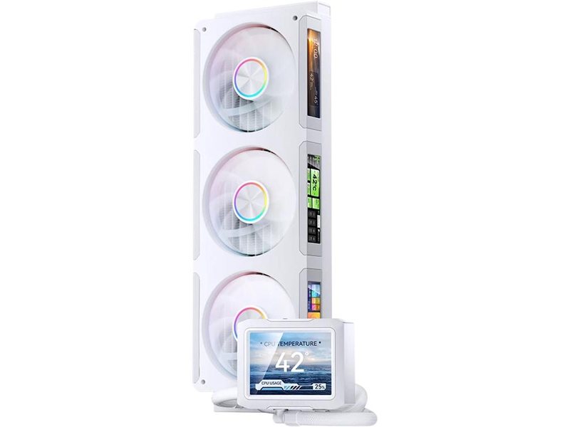Система жидкостного охлаждения/ Water Cooling System JONSBO TF3-360SCW White (320W, 360mm, LED, White, ARGB/ Fans: 3x120mm, 62.4CFM, 37.3dBA, 2400RPM/ Pump height 63mm, 30dBA, 2500RPM, Rad thickness 27mm/ S: 1851, 1700, 1200, 115X, 2011, 1366, AM5, AM4)