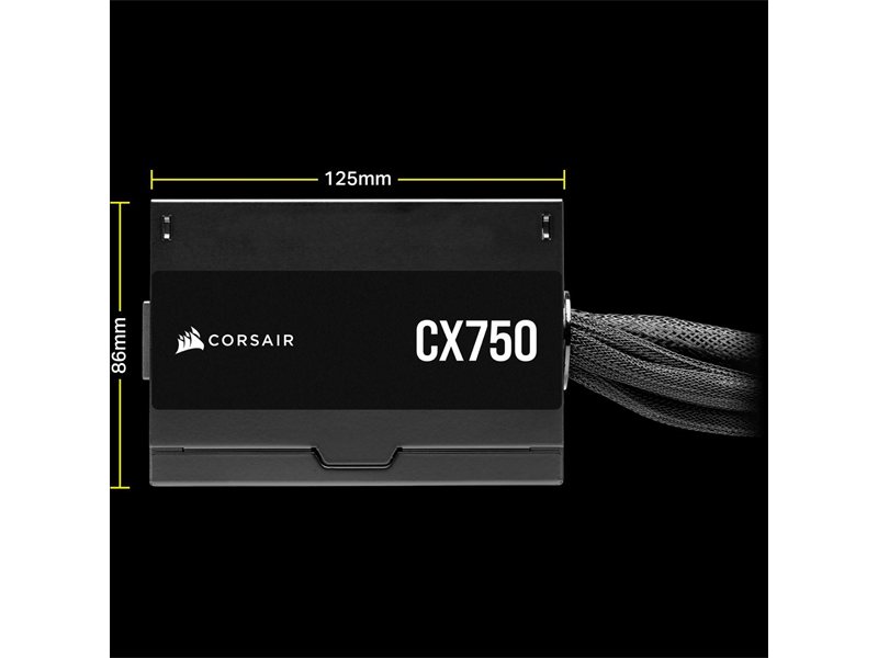 Блоки питания/ Power Supply Corsair CX750, Model RPS0146, 750W 80+ Bronze (ATX, 2.31, Non-modular, 1x24(20+4)pin, 1xCPU 8(4+4)pin, 2xPCIe*2 8(6+2)pin, 3xSATA3, 2xMOLEX4pin, Active, 120x120mm, 150x120x86mm, APFC, Power cable-EU, black)